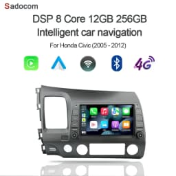 8' CarPlay DSP 4G Android 14.0 Multimedia 8G 256GB Car DVD Player GPS Navigation Autoradio For Honda Civic (2005 - 2012) 2 Din
