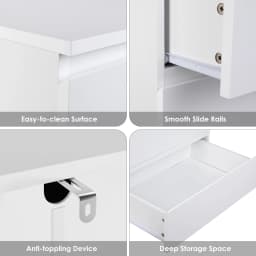 Getone Chest of Drawers Bedroom, Tall Chest of Drawers with 6 Drawers, Bedroom Furniture Storage Cupboard Cabinet  Bedroom Dresser, for Living Room Hallway  60x40x119cm, White/Black