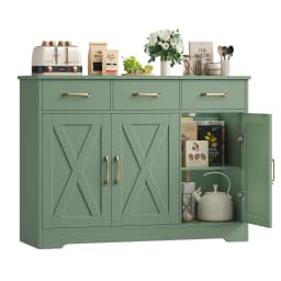 Sideboard, Kitchen Storage Cabinet with 3 Drawers and 3 Doors for Kitchen, Buffet Cabinet with Countertop, for Dining Room, Living Room, Hol