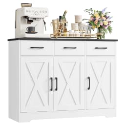 Sideboard, Kitchen Storage Cabinet with 3 Drawers and 3 Doors for Kitchen, Buffet Cabinet with Countertop, for Dining Room, Living Room, Hol