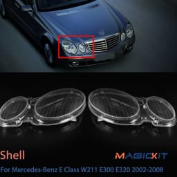 MAGICKIT Headlight Headlamp Lens Cover For Mercedes-Benz E Class W211 E280 E300 E320 E350 E500 E550 2002-2008 Polycarbonate