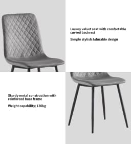 mcc direct Set of 4 Designer Velvet Fabric Dining Chairs Metal Legs Lexi Chairs