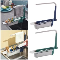 Telescopic Sink Tidy Holder Storage Basket Rack Strainer Bathroom Kitchen Tool