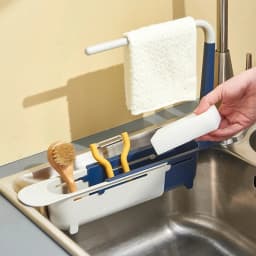 Telescopic Sink Tidy Holder Storage Basket Rack Strainer Bathroom Kitchen Tool
