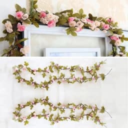 7Ft Artificial Pink Silk Rose 42 Heads Flowers Hanging Garland Vine Wreath Decor