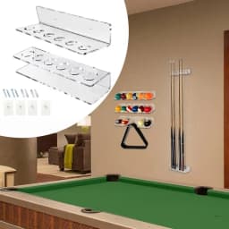 Acrylic Pool Cue Holder Pool Stick Holder Wall Mount Hold 6 Pool Cues Pool Stick Rack Set For Billiard Bar Billiard Club