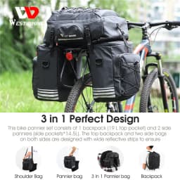 WEST BIKING 3 In 1 Cycling Pannier 48L Large Capacity Bicycle Bag Waterproof MTB Mountain Bike Rear Seat Trunk Bags Backpack