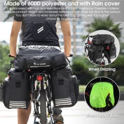 WEST BIKING 3 In 1 Cycling Pannier 48L Large Capacity Bicycle Bag Waterproof MTB Mountain Bike Rear Seat Trunk Bags Backpack