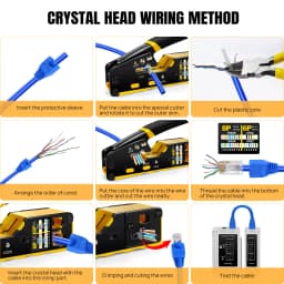 DayPlus RJ45 Network Crimper with Tester, 3-in-1 Crimping Cutting Stripping Lan CAT5/5E/6 (STP/UTP) & RJ11/12 Tel Modular Cable