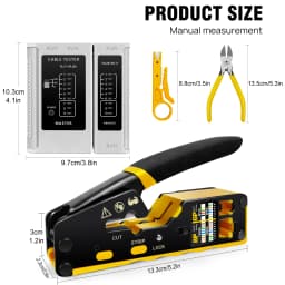 DayPlus RJ45 Network Crimper with Tester, 3-in-1 Crimping Cutting Stripping Lan CAT5/5E/6 (STP/UTP) & RJ11/12 Tel Modular Cable