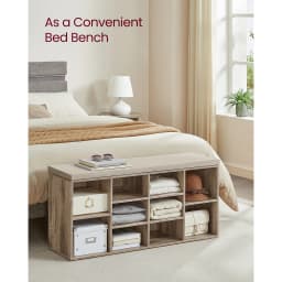 VASAGLE Shoe Bench, Shoe Shelf, Shoe Rack, Storage Cabinet, 10 Compartments, with Cushion, for Entryway, 104 x 30 x 48 cm