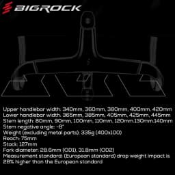 Bigrock Skyline V2 Carbon Fiber Road Handlebar, Gravel Handlebar, Full Internal Routing Handlebar 380/400 for Bicycle Part Od1 28.6mm and Od2 31.8mm