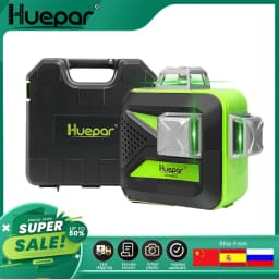 Huepar 12 Lines 3D Cross Line Laser Level Self-Leveling 360 Vertical & Horizontal Green Beam with Hard Carry Case Laser Tool Kit