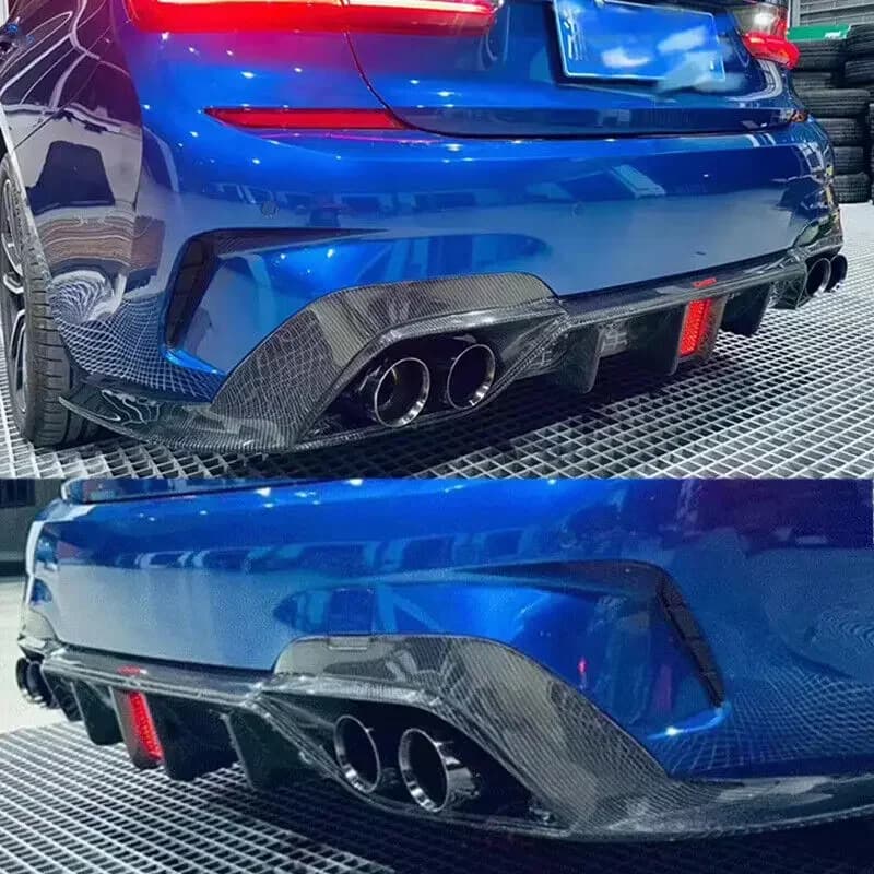 MagicKit Carbon Look Rear Bumper Diffuser Quad Pipes For BMW 3 Series G20 G21 M Sport 19+