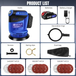 21V Cordless Orbital Sander with 10pcs Sandpaper, 125MM Random Orbit Sander, 3 Variable Speeds 11000RPM, Electric Palm Sanders with Dust Collection, for Sanding, Polishing Wood, DIY, Home Improvement