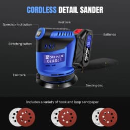 21V Cordless Orbital Sander with 10pcs Sandpaper, 125MM Random Orbit Sander, 3 Variable Speeds 11000RPM, Electric Palm Sanders with Dust Collection, for Sanding, Polishing Wood, DIY, Home Improvement