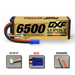 DXF 15.2V Graphene Lipo 4S Battery 6500mAh 140C EC5 XT90 Plug Gold Version Racing Series HardCase for RC Car Truck Truggy 1/8 Buggy