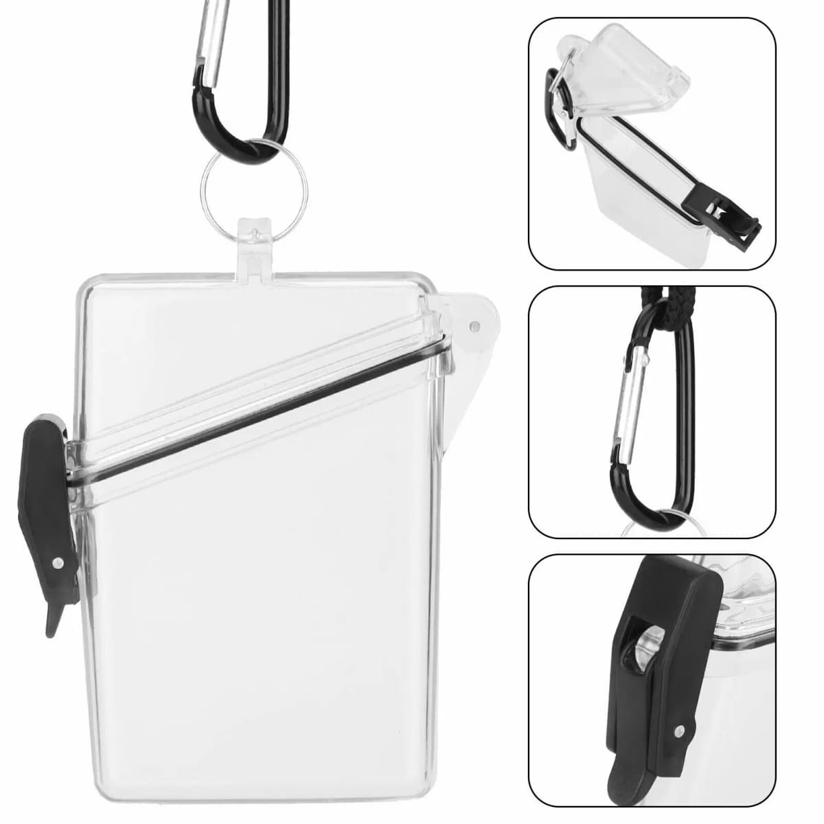 Waterproof Clear Badge Case ID&Credit Card Cash Holder Transparent Cigarette Storage Box with Lanyard