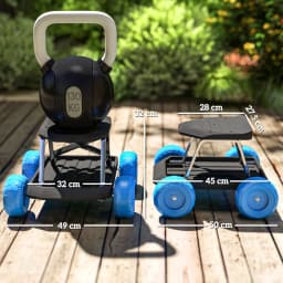 PINGGO Garden Cart with Wheels, Garden Stool Trolley with Tool Tray, Rolling Garden Seat for Weeding, Planting, Blue