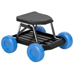 PINGGO Garden Cart with Wheels, Garden Stool Trolley with Tool Tray, Rolling Garden Seat for Weeding, Planting, Blue