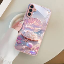Hard Tempered Glass Phone Case For Samsung Galaxy S26 S25 Ultra S24 Plus S23 S22 S21 S20 FE Cases Starfish Shells Pattern Cover