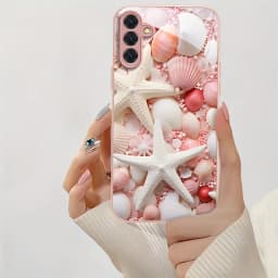 Hard Tempered Glass Phone Case For Samsung Galaxy S26 S25 Ultra S24 Plus S23 S22 S21 S20 FE Cases Starfish Shells Pattern Cover