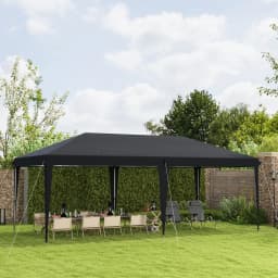 Outsunny Pop Up Gazebo 3 x 6m, Foldable Canopy Tent, Height Adjustable Wedding Awning Canopy w/ Carrying Bag, Black