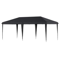 Outsunny Pop Up Gazebo 3 x 6m, Foldable Canopy Tent, Height Adjustable Wedding Awning Canopy w/ Carrying Bag, Black