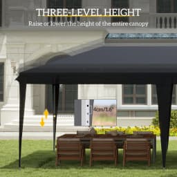 Outsunny Pop Up Gazebo 3 x 6m, Foldable Canopy Tent, Height Adjustable Wedding Awning Canopy w/ Carrying Bag, Black
