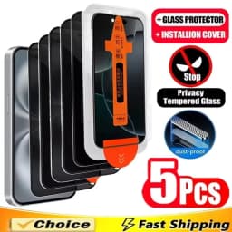 5Pcs Dust Free Installation Privacy Screen Protector for iPhone 17 16 14 13 15 Pro Max 11 12 16e 8 Plus Mini X XR Anti-spy Glass