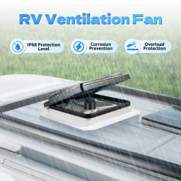12V Skylight RV Ventilation Fan Caravan Ventilation Vent Fan With LED Light 280x280mm For RVs And Recreational Vehicles
