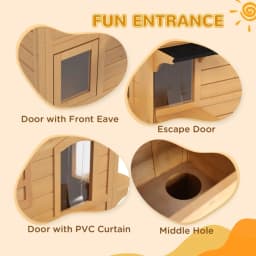 Cat House Outdoor, Weatherproof Wooden Cat Enclosure for Feral Cats, Openable Roof, Jumping Platforms, Natural Wood Finish