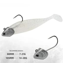 80mm 105mm Soft Fishing Lure Jighead Black Tail Minnow Artificial Silicone Bait Saltwater Sea Bass Swimbait Gear