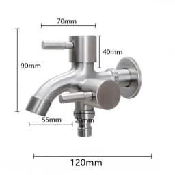 1/2" Double Outlet Faucet for Washing Machine Dual Control Water Tap One In Two Out Bidet Faucet Multi-Purpose Bathroom Sink Fit