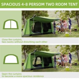 Tunnel Tent Camping Shelter W/ Porch, Two Rooms, Lamp Hook, Portable Carry Bag, Lightweight, High-Strength, and Wear-Resistant