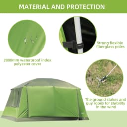 Tunnel Tent Camping Shelter W/ Porch, Two Rooms, Lamp Hook, Portable Carry Bag, Lightweight, High-Strength, and Wear-Resistant