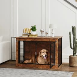 PINGGO Dog Crate Furniture with Openable Top, Two Doors, for Large Dogs, Easy to store, ventilated and breathable