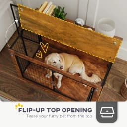 PINGGO Dog Crate Furniture with Openable Top, Two Doors, for Large Dogs, Easy to store, ventilated and breathable