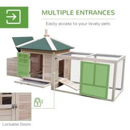 PINGGO Chicken Coop Small Animal Pet Cage W/ Nesting Box Outdoor Run Backyard Wooden,Ideal Living Space
