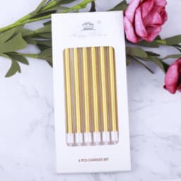 6pcs Metal Gold Silver Birthday Candles DIY Colorful Cake Decoration Baby Shower Gender Reveal Cupcake Decorating Candle Toppers