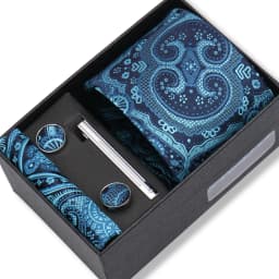 Top Quality Tie Set Gift Box Necktie Pocket Squares Cufflinks Tie-Clip Set With Black Box Men Birthday Gift Gravatas Accessories