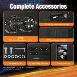 Round 5" LED Light Pods Spot Beam white 6000K Amber 3000K Off Road Light Bar
