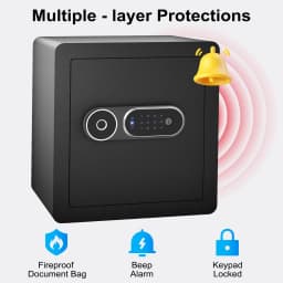 50L Digital Safe Box with LCD Screen Sensor Light, Biometric Fingerprint Home Safe with Voice Prompt, Dual Warning, Money Safe