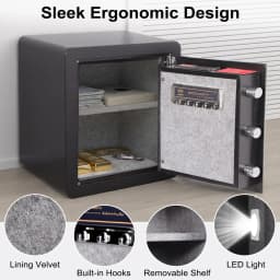50L Digital Safe Box with LCD Screen Sensor Light, Biometric Fingerprint Home Safe with Voice Prompt, Dual Warning, Money Safe