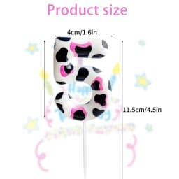 7pcs Birthday Number Candle,Pink Cow Candles Cow Im One Decorations,Cowgirl Theme Girls Party Décor