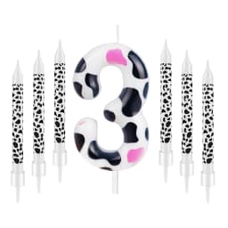 7pcs Birthday Number Candle,Pink Cow Candles Cow Im One Decorations,Cowgirl Theme Girls Party Décor
