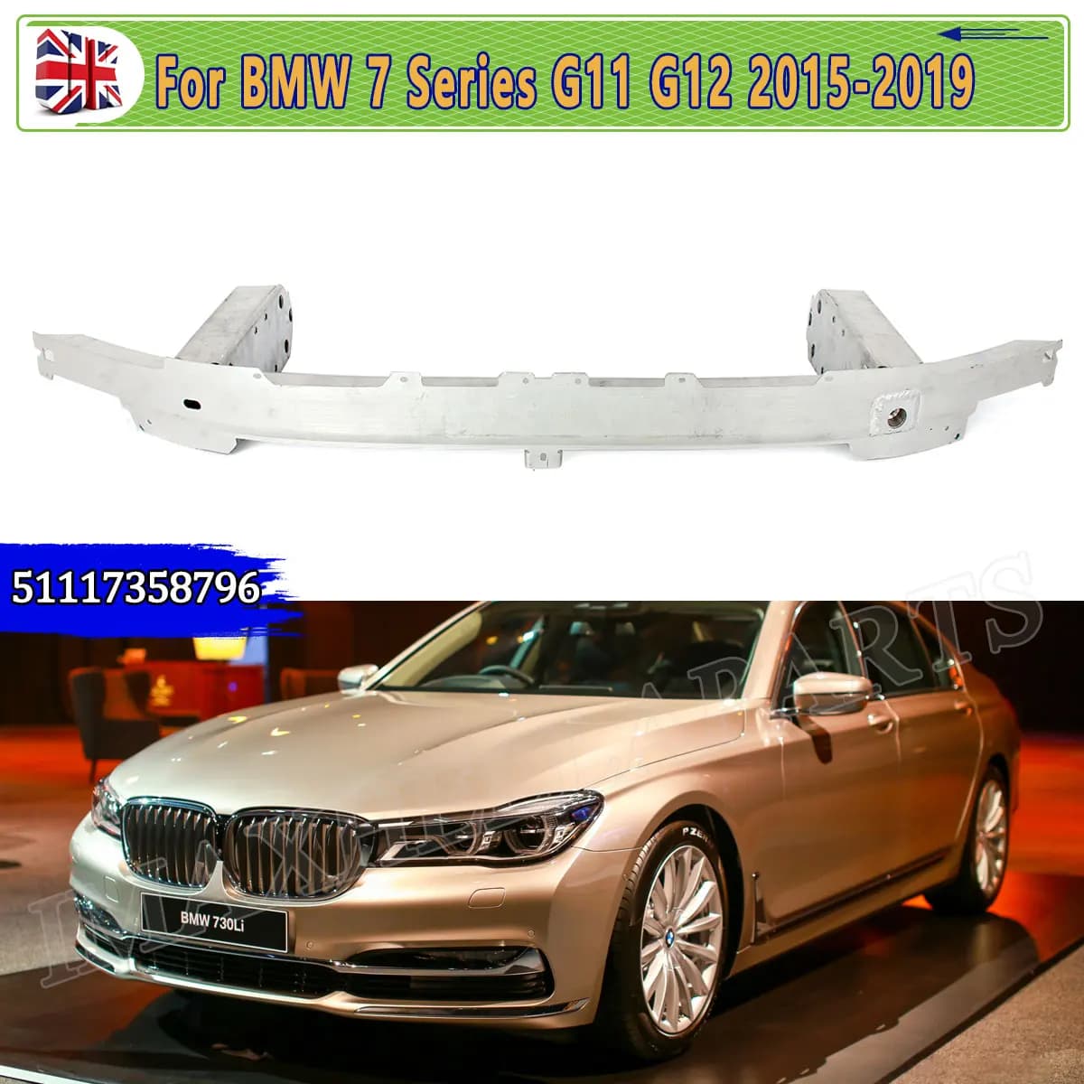 Front Bumper Reinforcement Fit For BMW 7 Series G11/G12 2015-2019 Front Crash Bar Front Bumper Bar Replacement For 51117358796