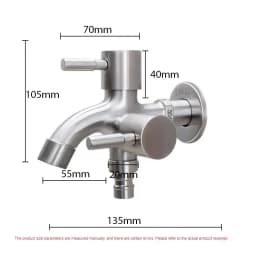 1pc 304 Stainless Steel Multi Functional Washing Machine, Double Outlet Faucet