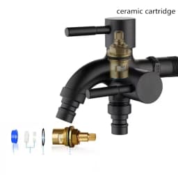 1pc 304 Stainless Steel Multi Functional Washing Machine, Double Outlet Faucet