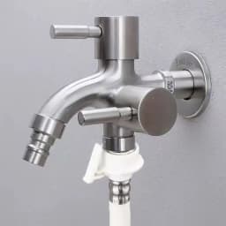 1pc 304 Stainless Steel Multi Functional Washing Machine, Double Outlet Faucet